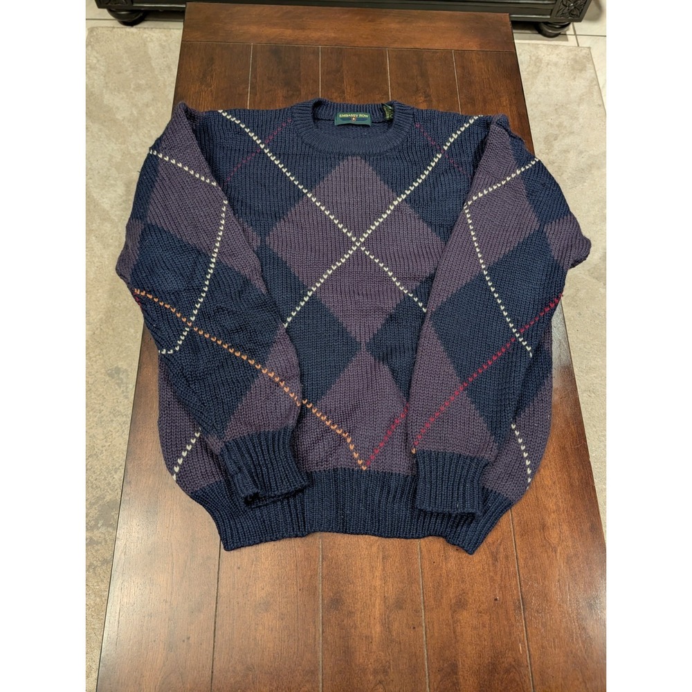 Embassy Row Special Edition Hand Knit Wool Striped Sweater Size M Vintage